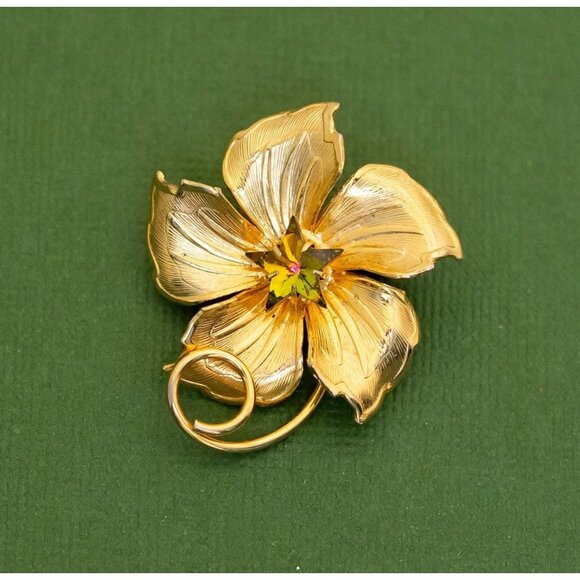 Vintage Spiral Intricate Stylish Gold Tone Flower Brooch K27 - Picture 1 of 2